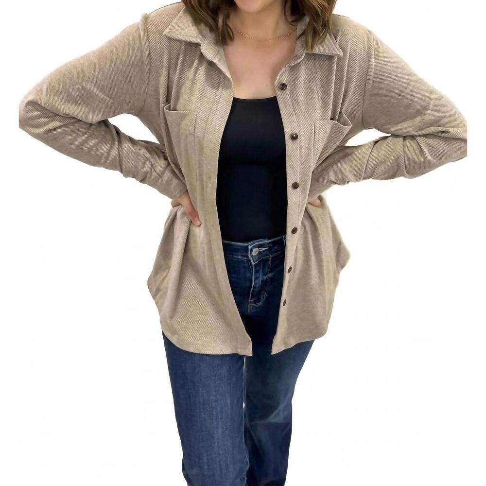NEW PANACHE super soft pinstripe button up top in mocha